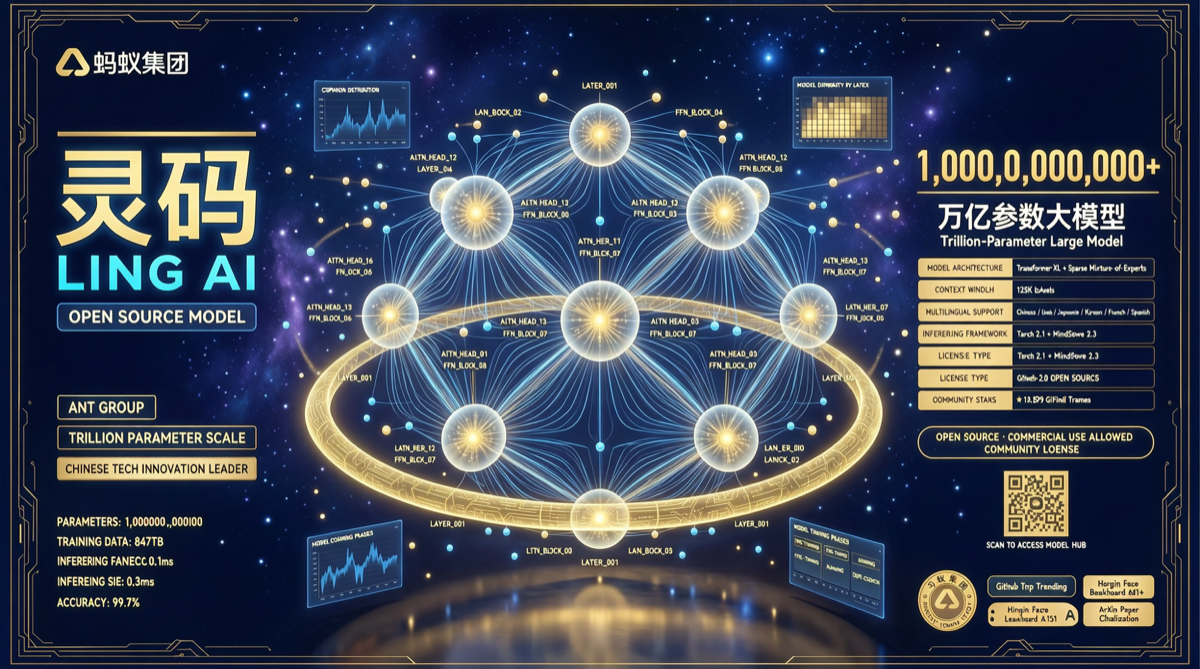 蚂蚁灵光 Ling-2.6-1T 开源：1 万亿参数不走堆料路线，主打每 token 有效智能