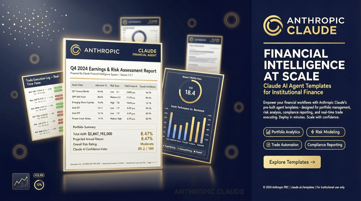 Anthropic 发布金融服务 Agent 模板：从 Pitch 到月终结账，Claude 正式进入金融垂直领域