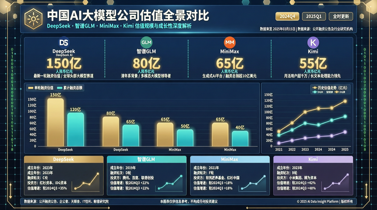 中国AI大模型估值全景：DeepSeek 400亿、智谱500亿、Kimi 200亿即将港股IPO