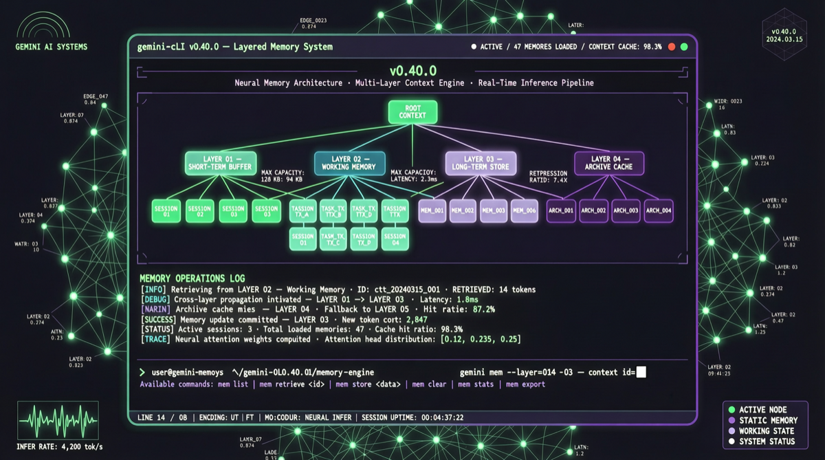Gemini CLI v0.40.0：分层记忆系统+自动技能生成，终端 Agent 的新范式