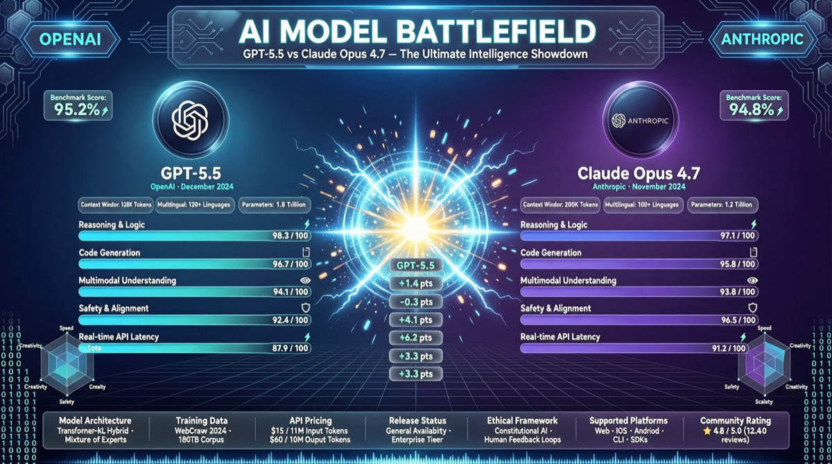 GPT-5.5 vs Claude Opus 4.7 旗舰横评：代码与长文本的分野