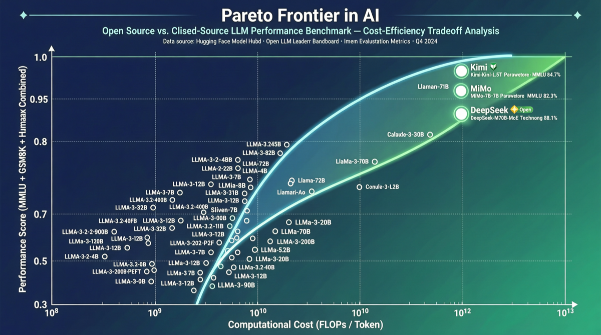 开源权重模型霸占 Pareto 前沿：13 席中 9 席被中国开源军团拿下