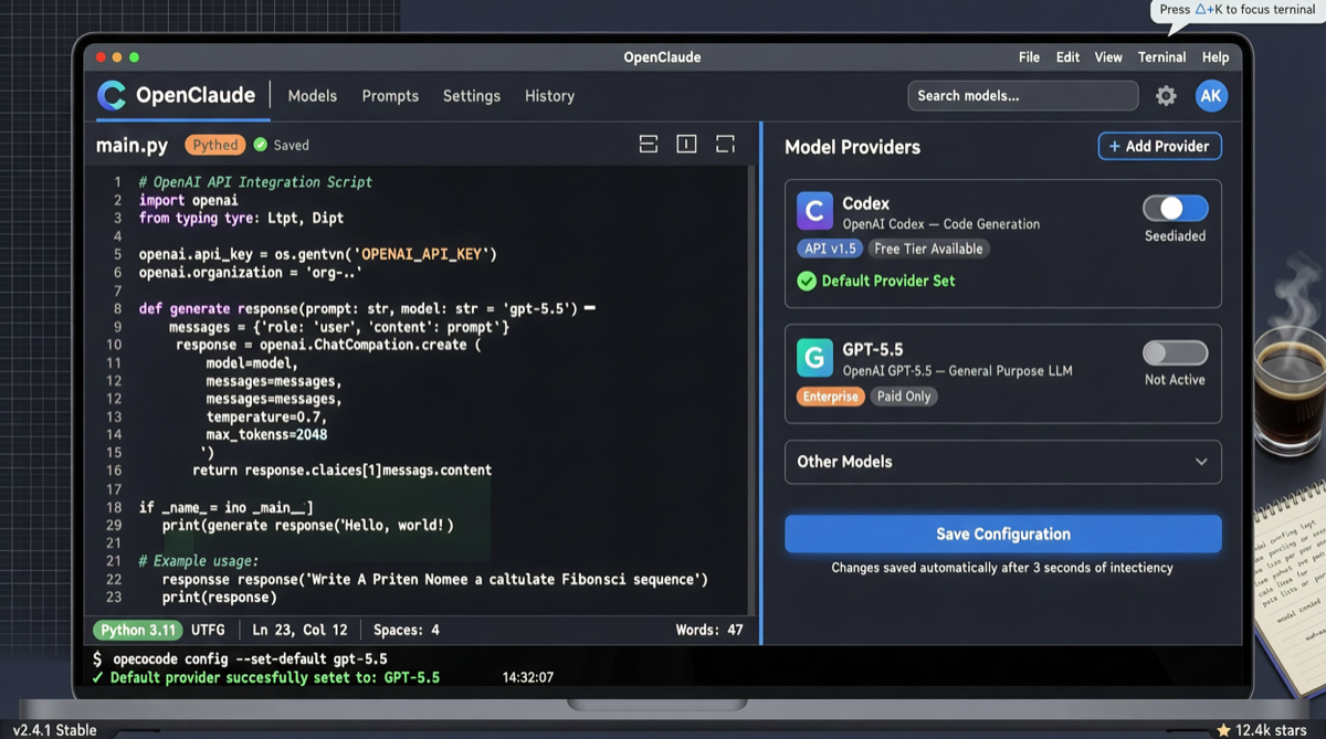 OpenClaude v0.9.1 发布：Codex 成为默认提供方，GPT-5.5 成为默认模型