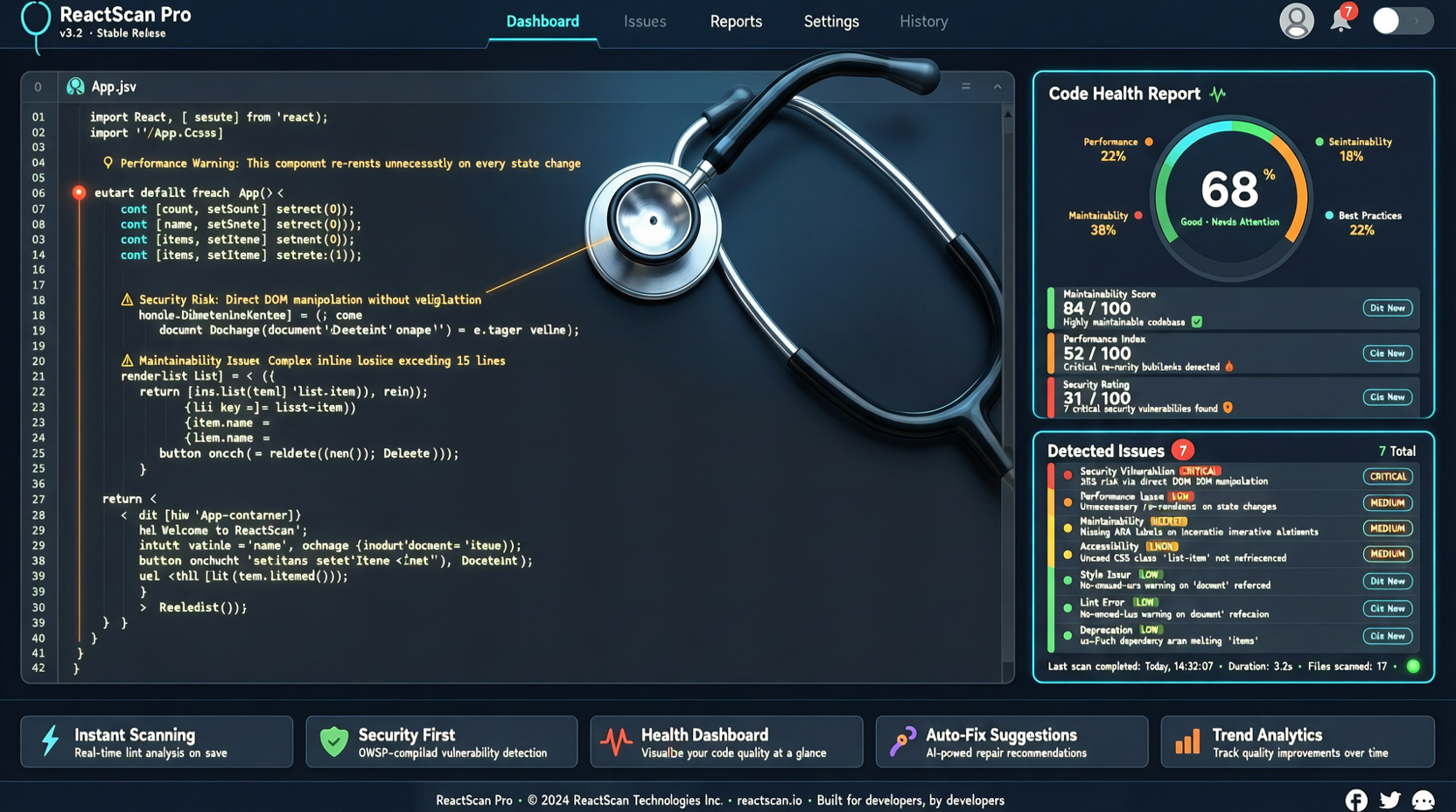 React Doctor: Your Agent Writes Bad React Code, It Catches It — One Command Health Score, Supports Next.js and React Native