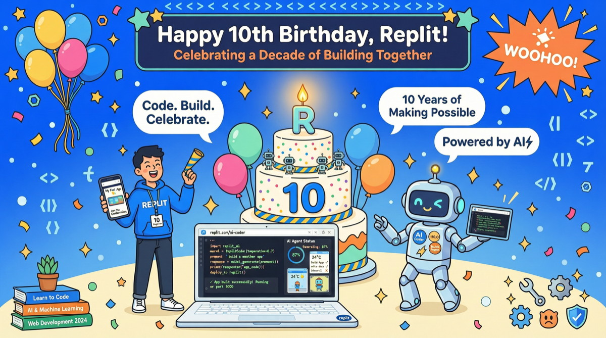 Replit 十周年：Agent 免费开放 24 小时 + $100K Buildathon，AI 编程平民化的标志性事件