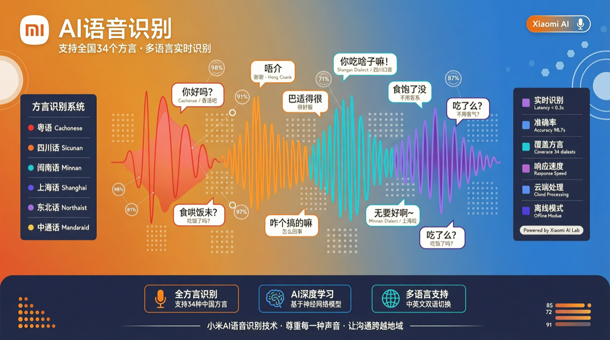 小米 MiMo-V2.5-ASR 开源：支持吴语、粤语、闽南语的方言识别新突破